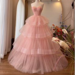 ชุดเดรส ฟู เกาะอก สีชมพู Brand HiSo 3064 Size S-M