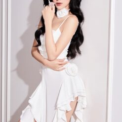 ชุดเดรส ยาว แต่งดอก สีขาว Glamdoll 3042 Size S-M