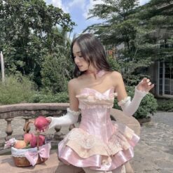 ชุดเดรส เกาะอก สีชมพู BRAND WETAVOCADO 2173 Size S