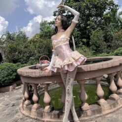 ชุดเดรส เกาะอก สีชมพู BRAND WETAVOCADO 2173 Size S