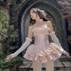 ชุดเดรส เกาะอก สีชมพู BRAND WETAVOCADO 2173 Size S