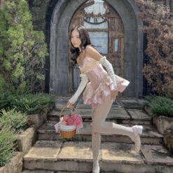 ชุดเดรส เกาะอก สีชมพู BRAND WETAVOCADO 2173 Size S