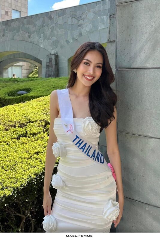 ชุดเดรส เกาะอก แต่งดอก สีขาว BRAND MAEL 3038 Size S-M - Image 10