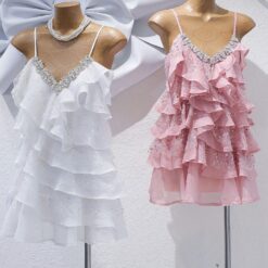 ชุดเดรส สายเดี่ยว แต่งเพชร สีขาว Brand Wabisabi 2157 Size S,M