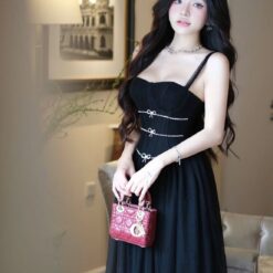 ชุดราตรี สายเดี่ยว แต่งเพชร สีดำ BRAND WABISABI 3160 Size S-M