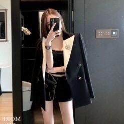 เบลเซอร์ ปกขาว สีดำ แบรนด์แท้ นำเข้า 6001 Size S,M,L