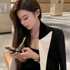 เบลเซอร์ ปกขาว สีดำ แบรนด์แท้ นำเข้า 6001 Size S,M,L