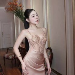 ชุดเดรส สายเดี่ยว ราตรี สีครีม - โอรส ZEN LULU 2188 Size S-M