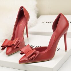 รองเท้า แต่งโบว์ สีขาว สีชมพู สีดำ สีแดง 9002 Size 38