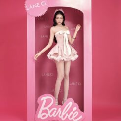 ชุดเดรส เกาะอก โบว์ขาว กระโปรงฟู สีชมพู BRAND LANE CI 2211 Size S-M