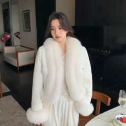 ชุดเซ็ท ขนเฟอร์ เสื้อแขนยาว+กางเกง สีขาว แบรนด์แท้ นำเข้า 9011 Size M