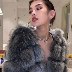 เสื้อ ขนเฟอร์ สีเทา 9010 แบรนด์แท้ นำเข้า ตปท Size L