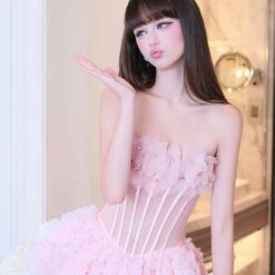 ชุดเดรส คล้องคอ สีชมพู Brand HiSo 2221 Size S