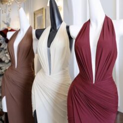 ชุดเดรส คล้องคอ สีครีม BRAND ZEN LULU 3075 Size M