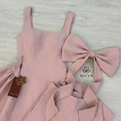 ชุดเซ็ท เสื้อ กางเกง โบว์ สีชมพู 4025 Size S