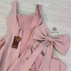 ชุดเซ็ท เสื้อ กางเกง โบว์ สีชมพู 4025 Size S