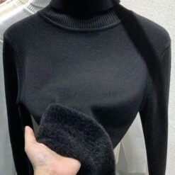 เสื้อสเวตเตอร์ คอเต่า แขนยาว สีขาว สีดำ สีแดง 4032 Size S-M