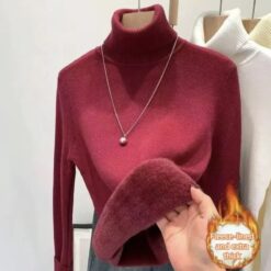 เสื้อสเวตเตอร์ คอเต่า แขนยาว สีขาว สีดำ สีแดง 4032 Size S-M