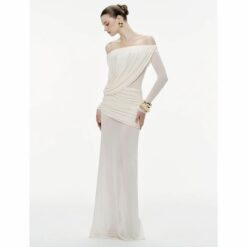 ชุดเดรส คล้องคอ สีครีม BRAND MOLLYNISTA 3076 SIZE S-M