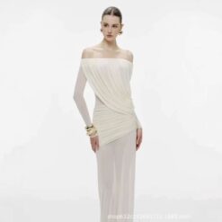 ชุดเดรส คล้องคอ สีครีม BRAND MOLLYNISTA 3076 SIZE S-M