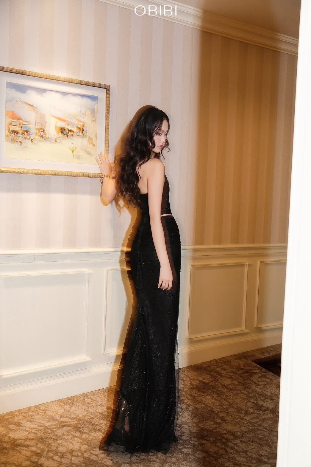 ชุดราตรียาว เกาะอกซีทรู สีดำ BRAND OBIBI 2260 BKK SIZE S - Image 6