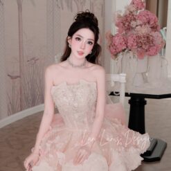 ชุดเดรส แต่งดอก กลิตเตอร์ สีชมพู BRAND HISO 2324BKK Size M