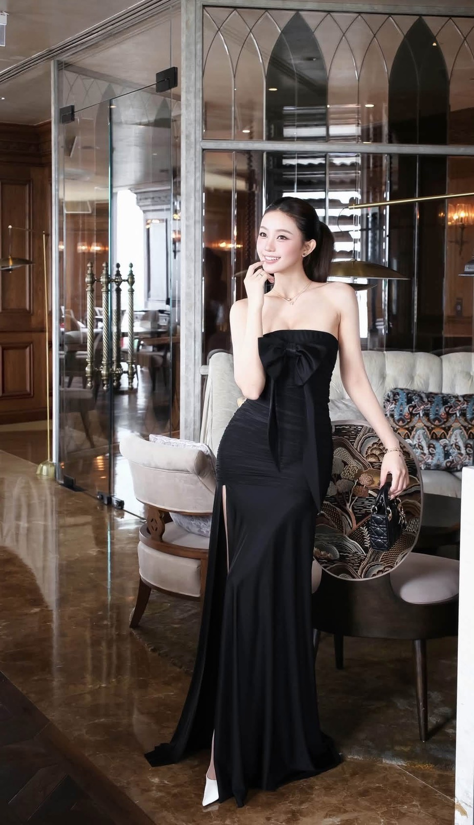 ชุดเดรสยาว ราตรี เกาะอก สีดำ BRAND Tranali 2307 BKK SIZE S-M - Image 2