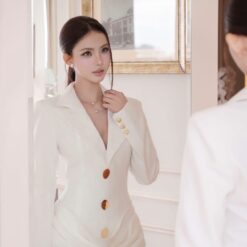 ชุดเดรส สูท สีขาว BRAND Tranali  6003 Size M