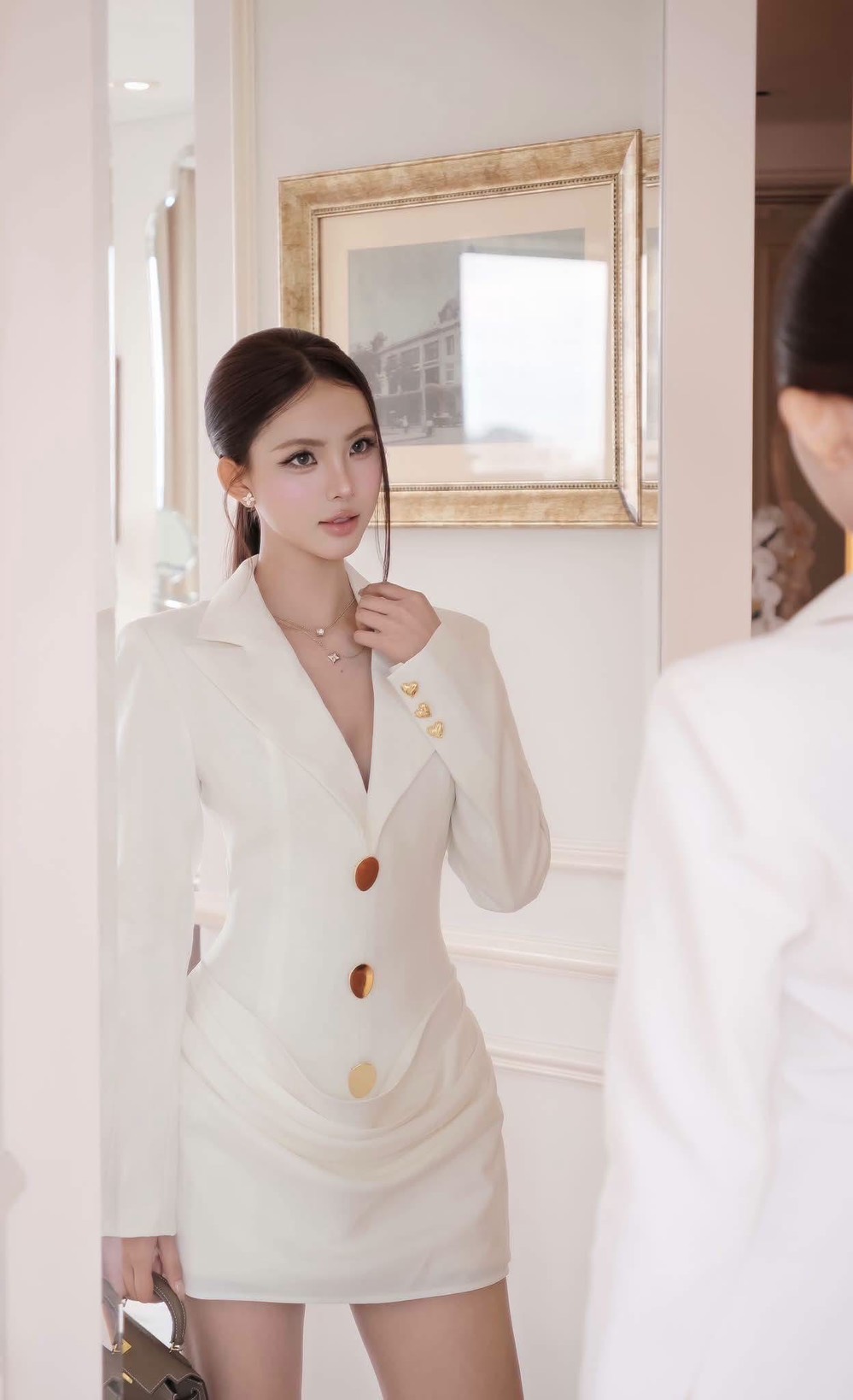 ชุดเดรส สูท สีขาว BRAND Tranali 6003 Size M - Image 4