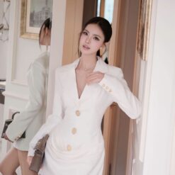ชุดเดรส สูท สีขาว BRAND Tranali  6003 Size M