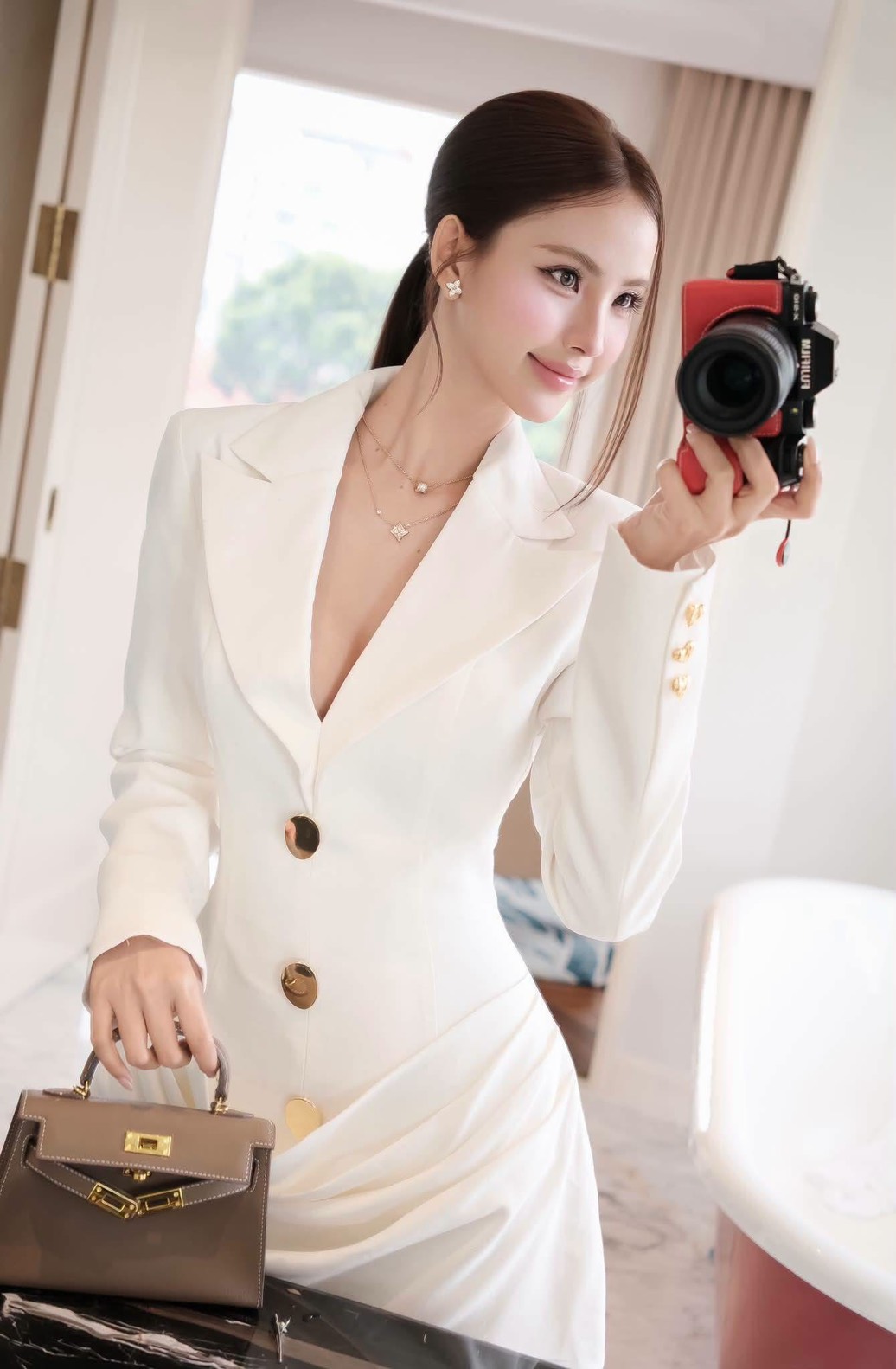 ชุดเดรส สูท สีขาว BRAND Tranali 6003 Size M - Image 2