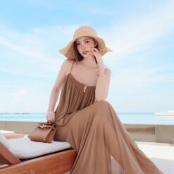 ชุดเดรส ราตรี สายเดี่ยว สีน้ำตาล BRAND TRANALI 2309 BKK SIZE M