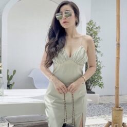 ชุดเดรส สายเดี่ยว สีเขียว  Intuon 5529 CM Size S-M
