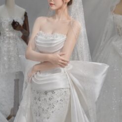 ชุดแต่งงาน ชุดเจ้าสาว แต่งโบว์ สีขาว BRAND HISO 2341 BKK Size S-M